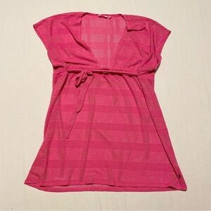 La Vie En Rose Pink Mesh Beach Cover-Up Size Large